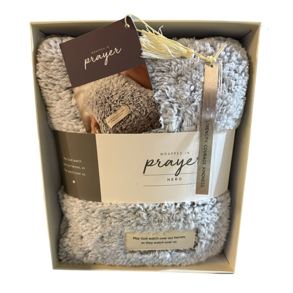 DEMDACO Hero Prayer Plush Throw Pillow 12x10 Gray | Faith Gift | NWT